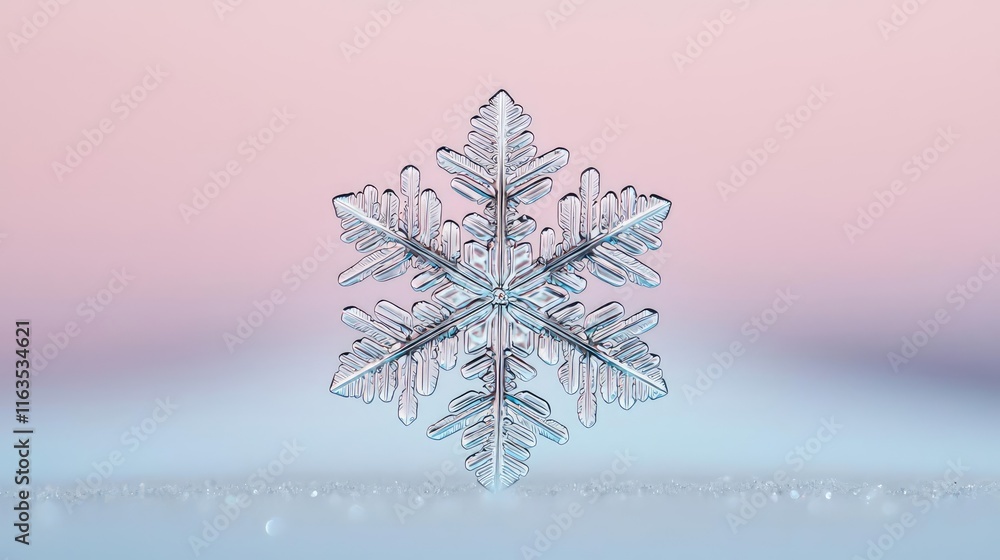 Aufkleber Snowflake abstract background idea. A crystalline snowflake with intricate patterns glittering against a soft pastel background.