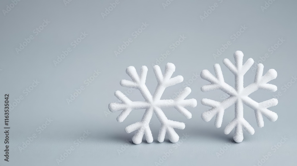 Poster snowflake abstract background idea. delicate white snowflakes on a soft gray background, evoking win