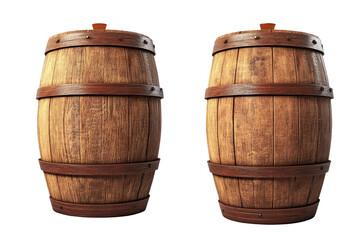 Obraz premium stand wooden oak barrels isolated on white or transparent background