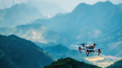 Drone Flight Over Majestic Mountains: Aerial Photography