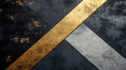 Fototapeta premium Abstract Gold Silver Black Textured Diagonal Pattern
