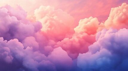 Colorful, vibrant cloudscape at sunrise or sunset with pastel hues.