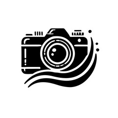 Man taking photo by camara Black & White vector file