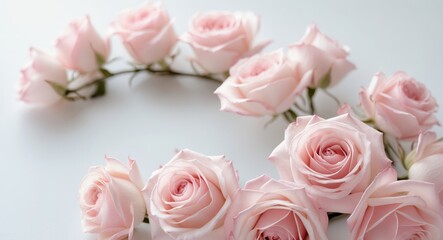 Delicate Pink Roses Arranged in a Gentle Curve