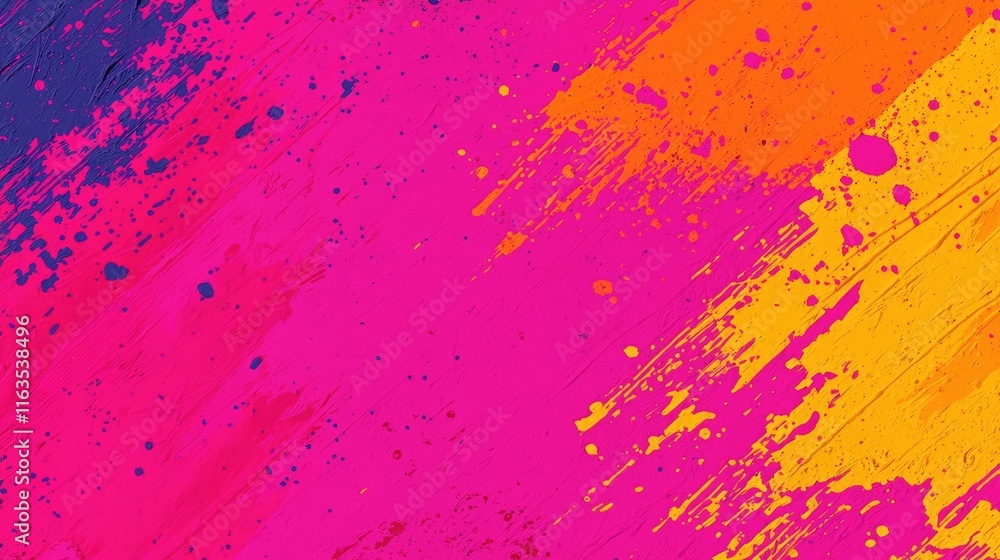 Poster splatter abstract background concept. vibrant splash of pink and orange paint creating an energetic 