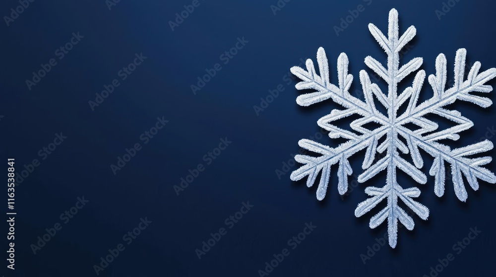 Poster snowflake abstract background idea. beautiful snowflake on a dark blue background, showcasing winter
