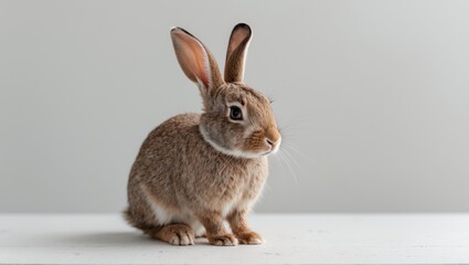 Obraz premium there is a brown rabbit sitting on a white surface