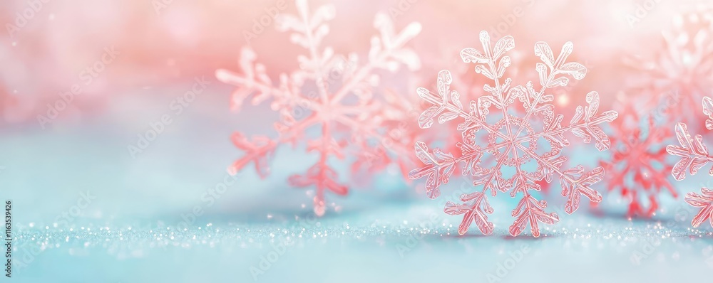 Aufkleber snowflake abstract background idea. delicate snowflakes gently resting on a vibrant, icy blue surfac