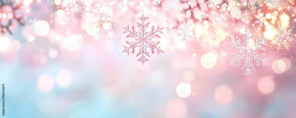 Poster snowflake abstract background idea. a whimsical winter background featuring delicate snowflakes and 
