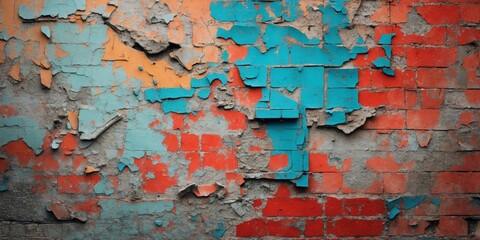 Obraz premium Closeup of damaged colorful urban wall texture