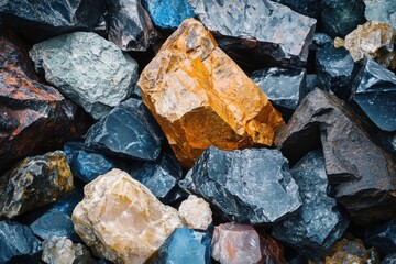 Low Angle View of Rare Earth Elements Piled for Industrial Use and Research