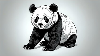 A Majestic Black and White Panda Illustration