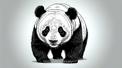 A Majestic Black and White Panda Illustration