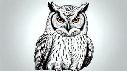 Majestic Black and White Owl Illustration