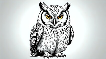 Majestic Black and White Owl Illustration