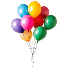 Obraz premium Colorful Balloons Floating in a Clear Sky Transparent PNG Background.