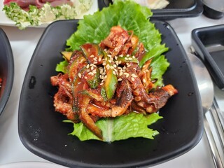 Spicy Stir fried Octopus. Korean food