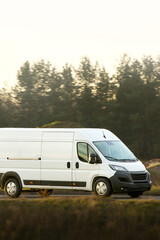 Cargo van driving isolated highway