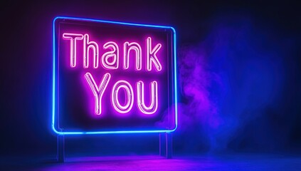 Neon Thank You Sign: Glowing Gratitude in Purple and Blue