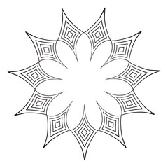 Abstract Ethnic Pattern Decorative Floral Frame Hand-drawn Doodle Illustration Black Line Coloring Page Isolated Vector on White Background