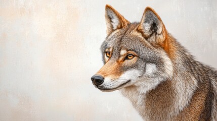 Obraz premium Detailed Portrait of a Realistic Wolf with Striking Features and Warm Colors