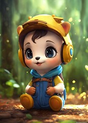 little child playing with a toy bear