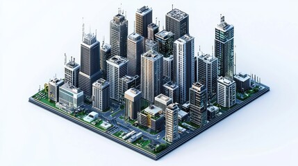 Isometric Cityscape: A Miniature Metropolis