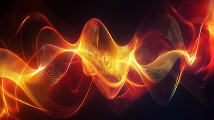 Abstract fiery waves flowing on a dark background.