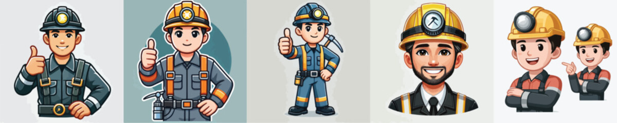 smiling mine worker vector character