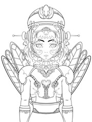 Futuristic Winged Warrior with Decorative Armor and Helmet - Sci-Fi Fantasy Art