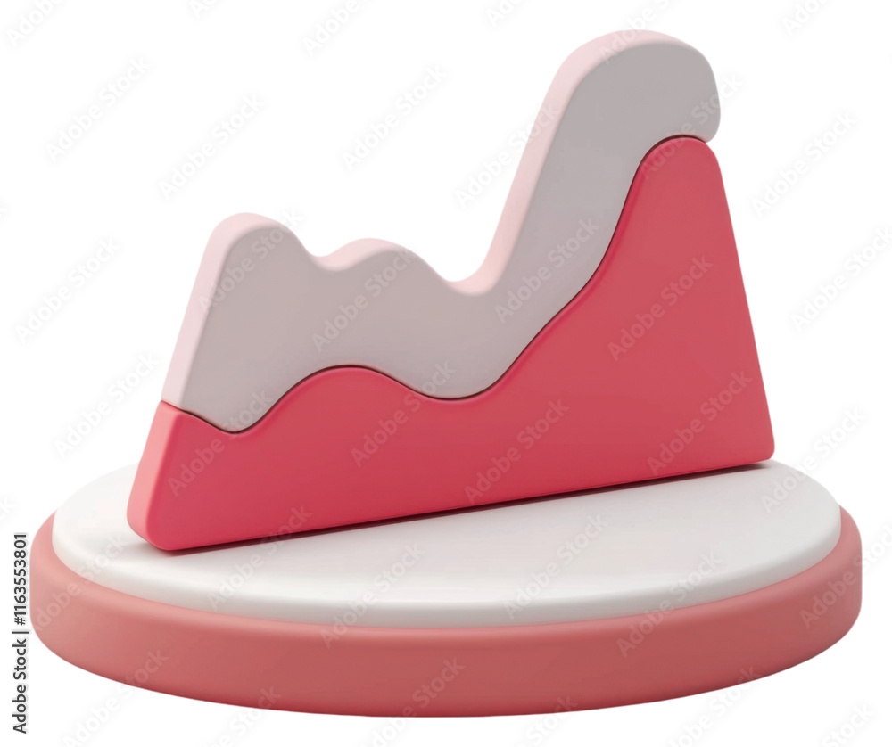 Poster png a stylized 3d representation of a rising graph, featuring smooth curves and a two-tone color sch