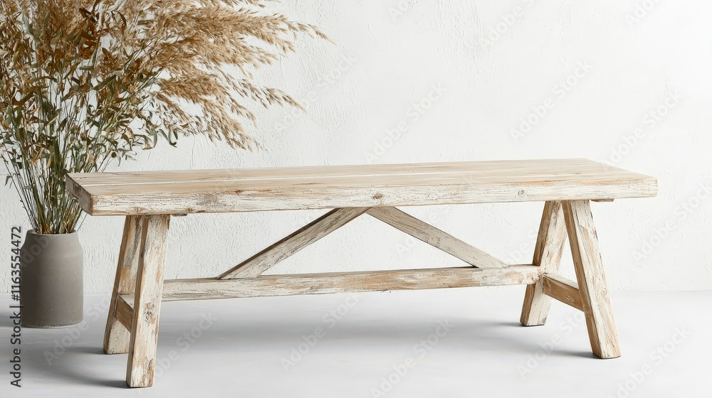 Poster rustic wooden table with natural texture and simple design in minimalist setting