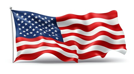 Fototapeta premium Waving flag illustration featuring bold stars and iconic stripes in motion
