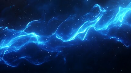 A digital blue neon background with soft, elegant waves undulating in the dark, creating a harmonious, glowing design.