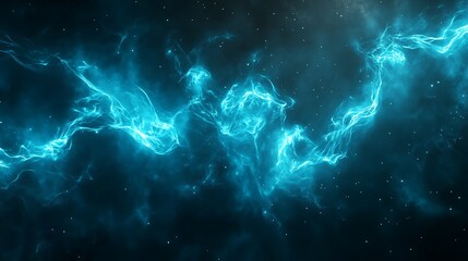 A digital rendering of soft blue neon waves undulating across a dark space, giving a smooth and ethereal feel to the background.