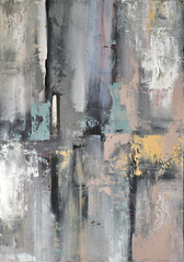 Contemporary abstract painting with bold lines and geometric shapes, perfect for adding a modern touch to spaces that need a stylish and artistic focal point.