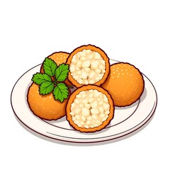 Arancini typical Italian food Fried rice balls with meat or cheese filling, clip art clipart illustration