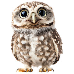 Fototapeta premium Cute Smiling Owl Isolated for Nature Lovers Transparent PNG Background.