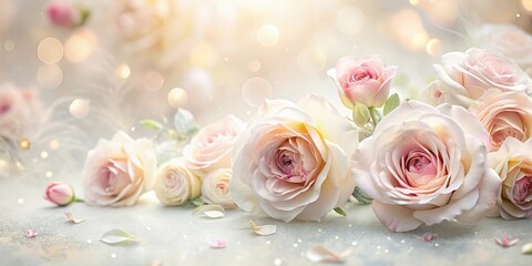 A Delicate Arrangement of Pastel Roses with a Soft, Dreamy Background