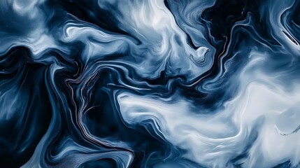 Obraz premium A modern abstract background with black, dark blue, and white swirling gradients, minimalistic design with smooth transitions, sharp HD details.