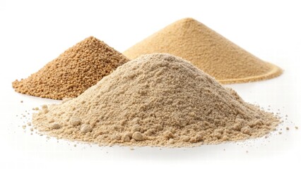 sand and small aggregates in a neat pile, isolated on a plain white background.