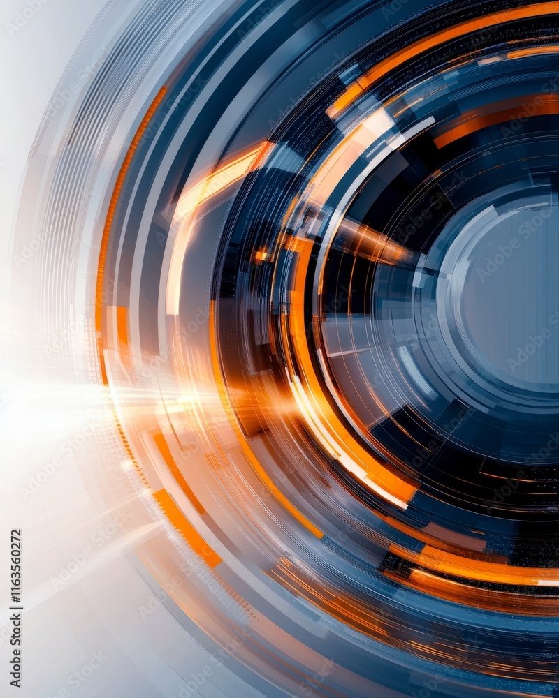 Aufkleber abstract circular patterns with bright orange highlights on dark background