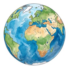 Watercolor Earth Globe Illustration  
