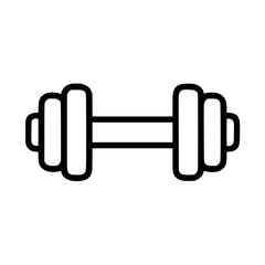 Dumbbell in outline icon style, health and fitness theme.