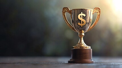 Trophy with Dollar Sign Depicting Successful Investments