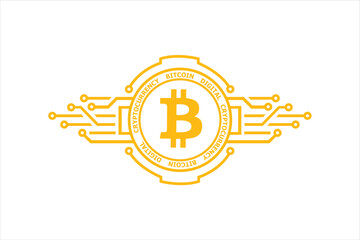Bitcoin logo, Cryptocurrency concept, Golden bitcoin logo design, Crypto data unit, Business finance digital investment concept