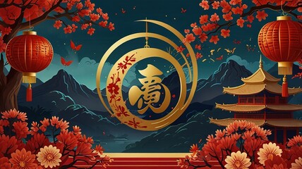 Graceful lunar year holiday banner