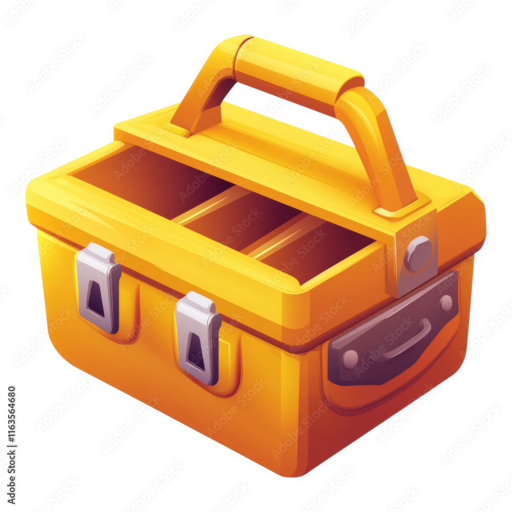 Poster functional toolbox icon, robust structure, clear compartments, transparent background, versatile des