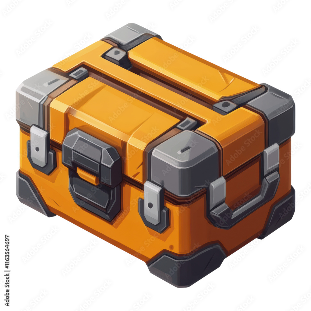 Poster Sturdy Toolbox Icon, features visible compartments, designed for functionality, transparent background, ideal for digital applications
