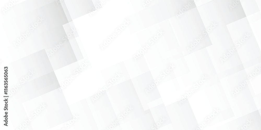 Poster abstract white and grey background with a series of glossy geometric squares, featuring a smooth, po